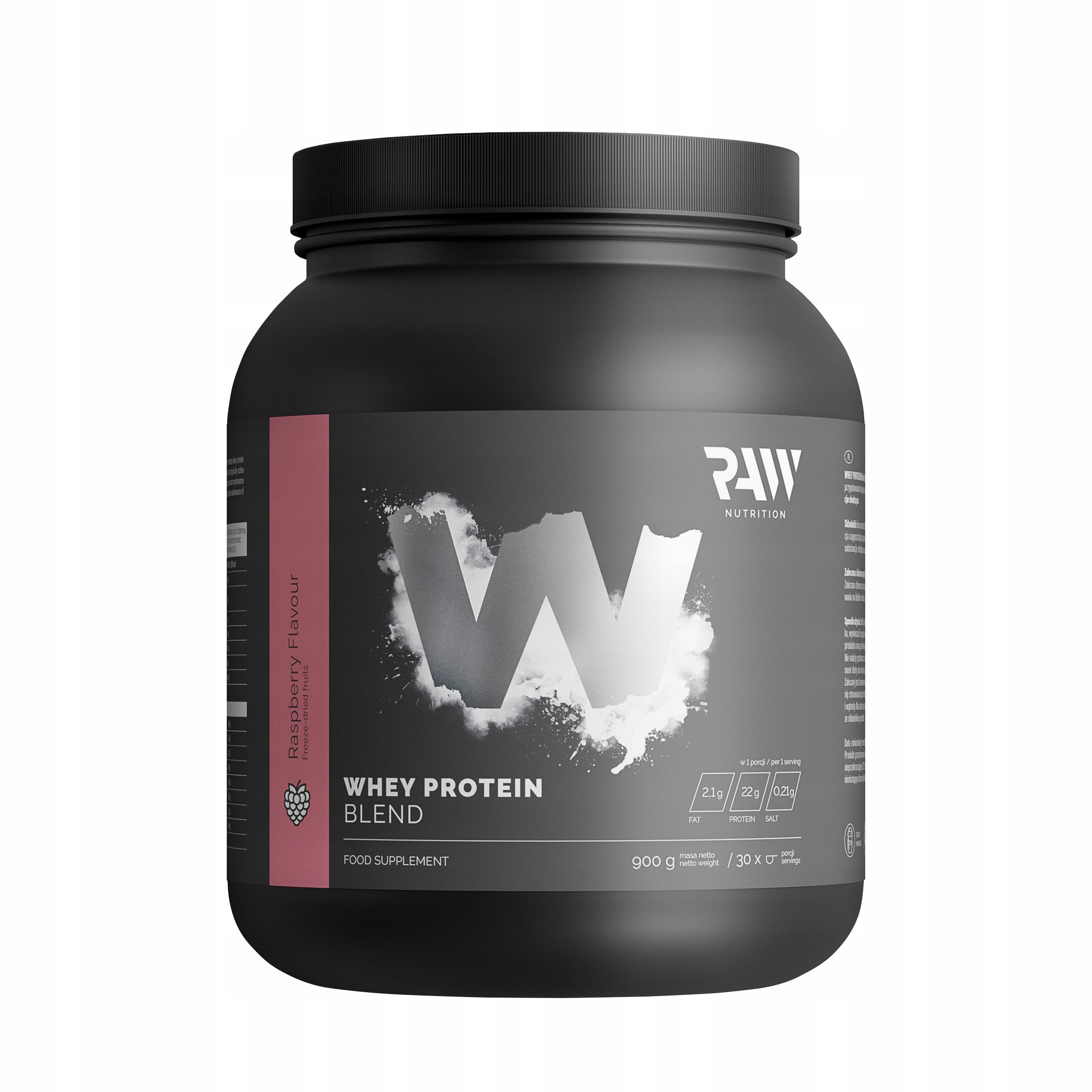 Whey protein RAW NUTRITION Whey RASPBERRY protein supplement 900g Packaging status original
