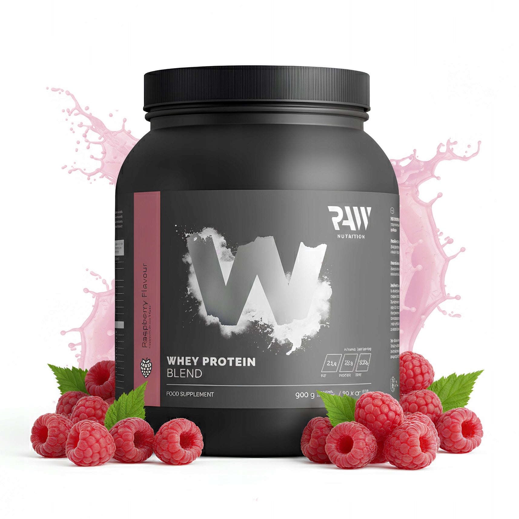 Whey protein RAW NUTRITION Whey RASPBERRY protein supplement 900g