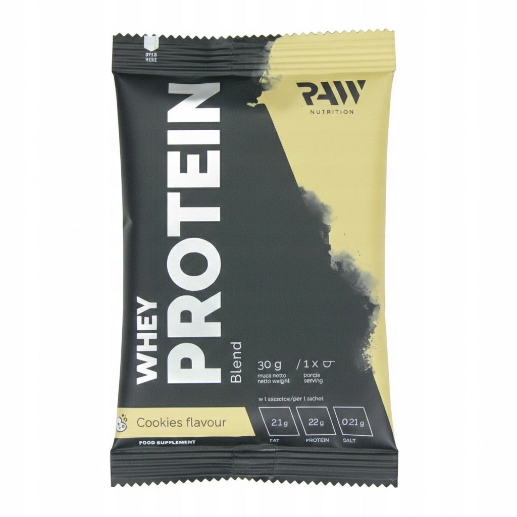 Whey protein RAW NUTRITION Whey protein supplement SAMPLE cookie 30g Packaging status original