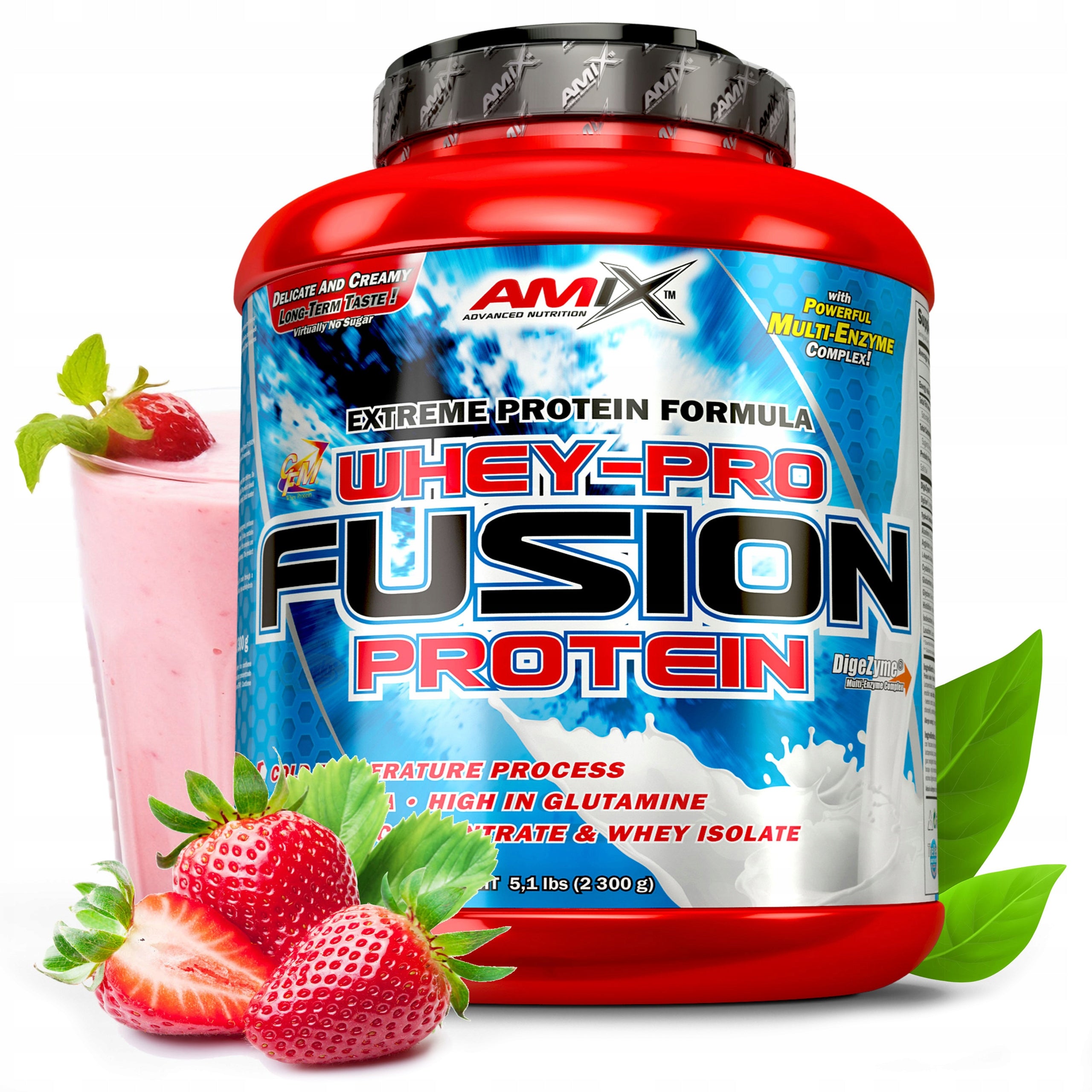 Whey protein conditioner WPC isolate 2300 g 66 servings strawberry reduction