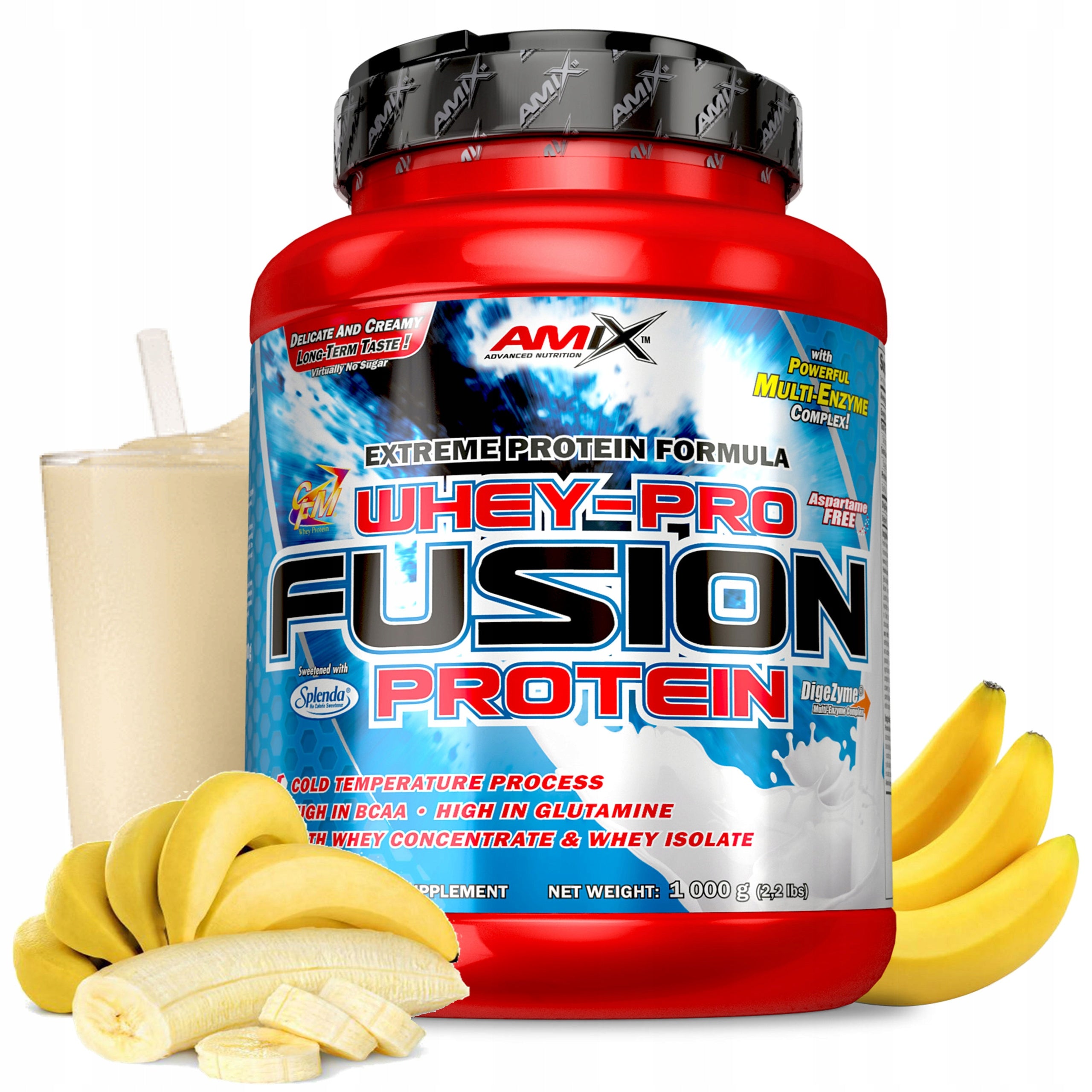 Whey protein conditioner WPC isolate CFM concentrate 1kg banana flavor