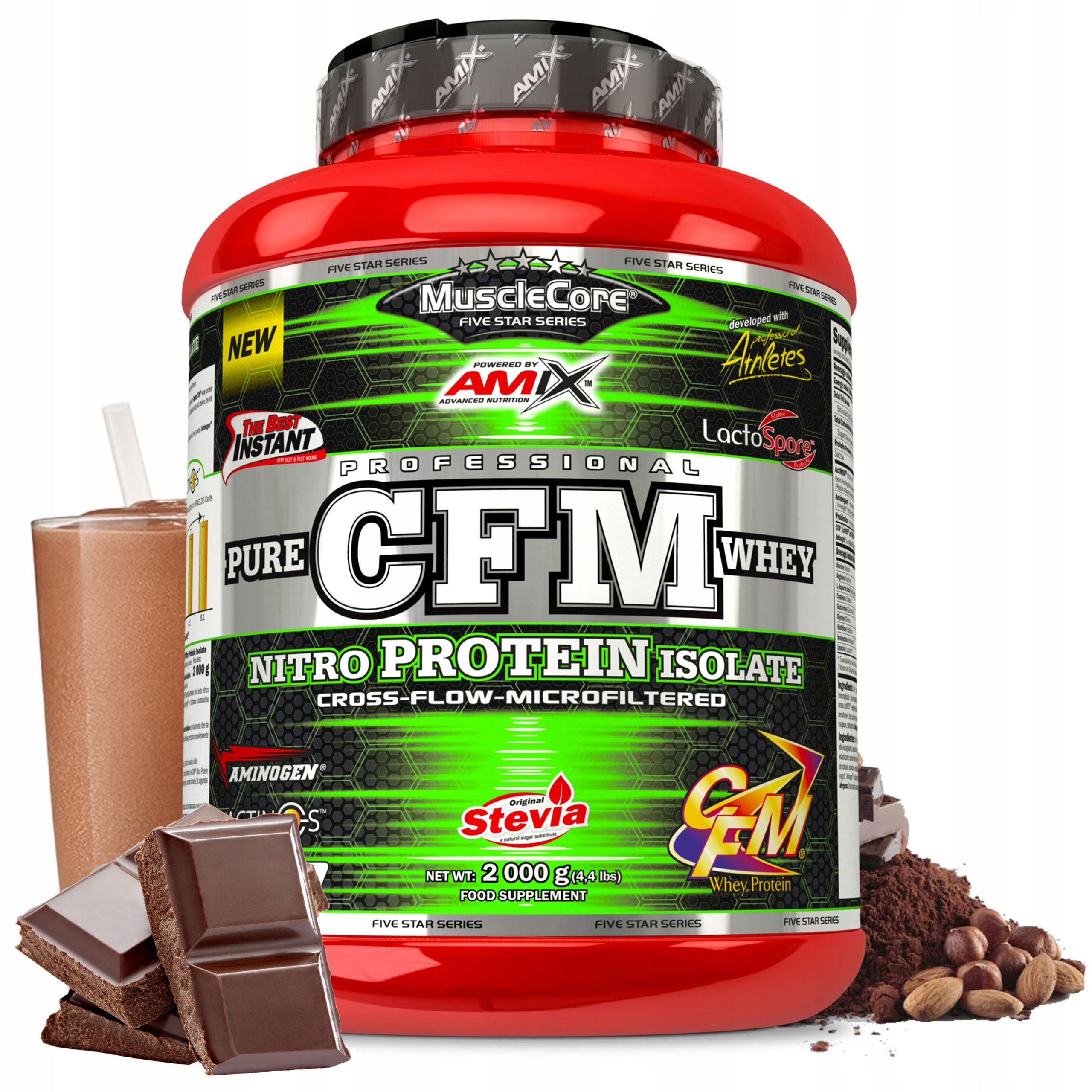 Whey protein isolate CFM whey conditioner 2kg chocolate stevia without
