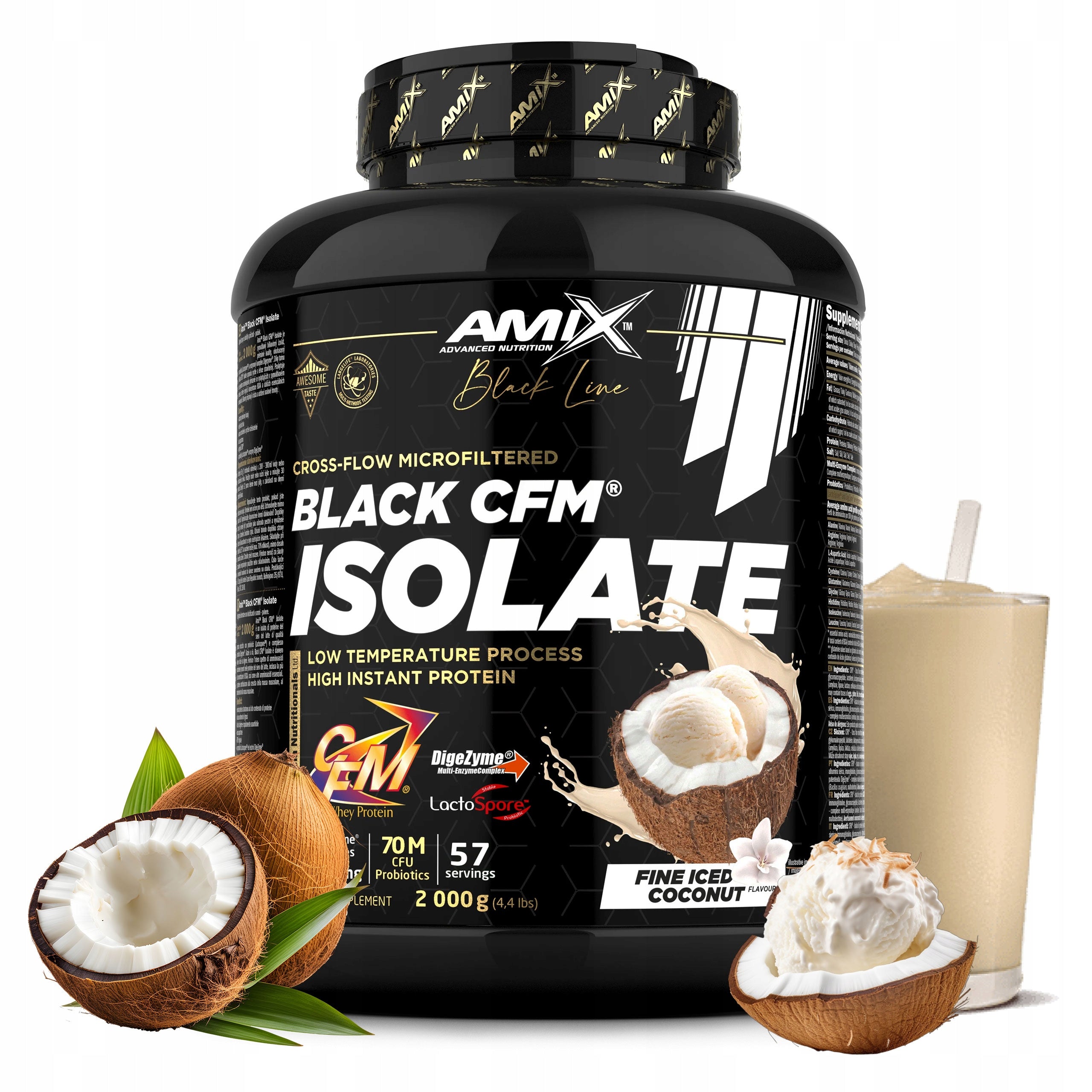 Whey protein isolate CFM without sugar coconut ice cream 2kg 56 servings