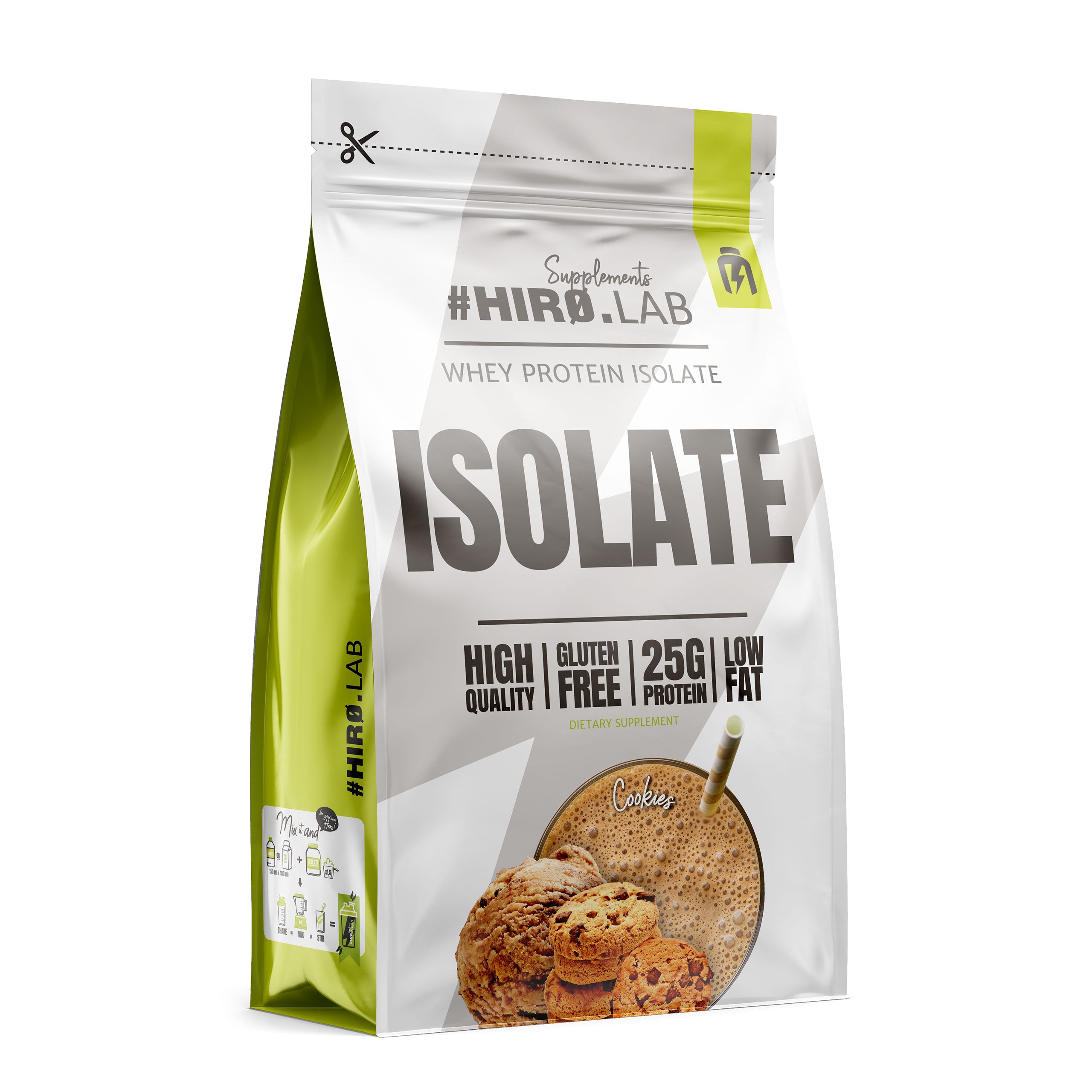 Whey protein isolate HIRO.LAB ISOLATE WPI 700g cookie without sugar