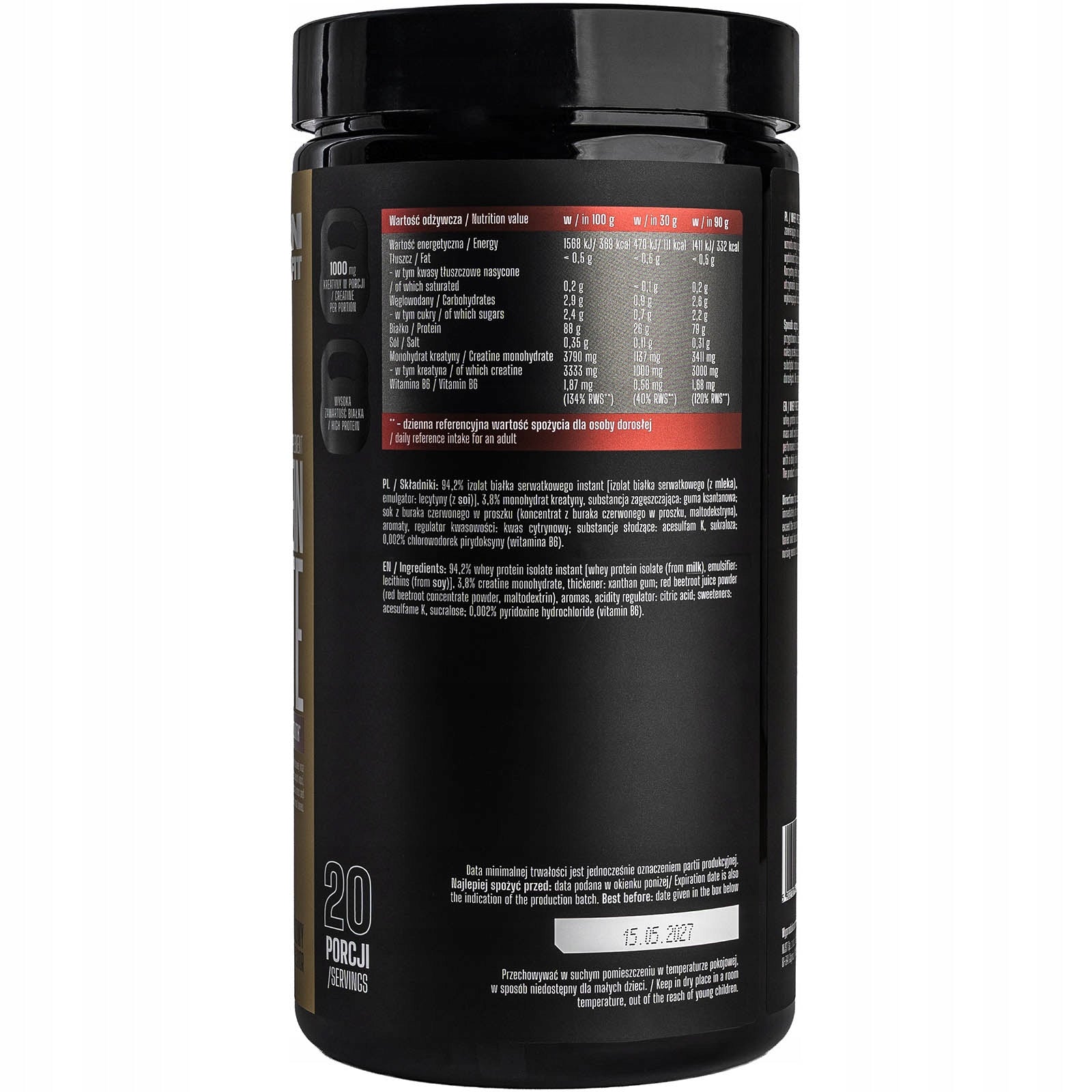 Whey protein isolate THORN FIT WHEY PROTEIN WPI + CREATINE 600g Expiration date at least 1 year from the date of purchase