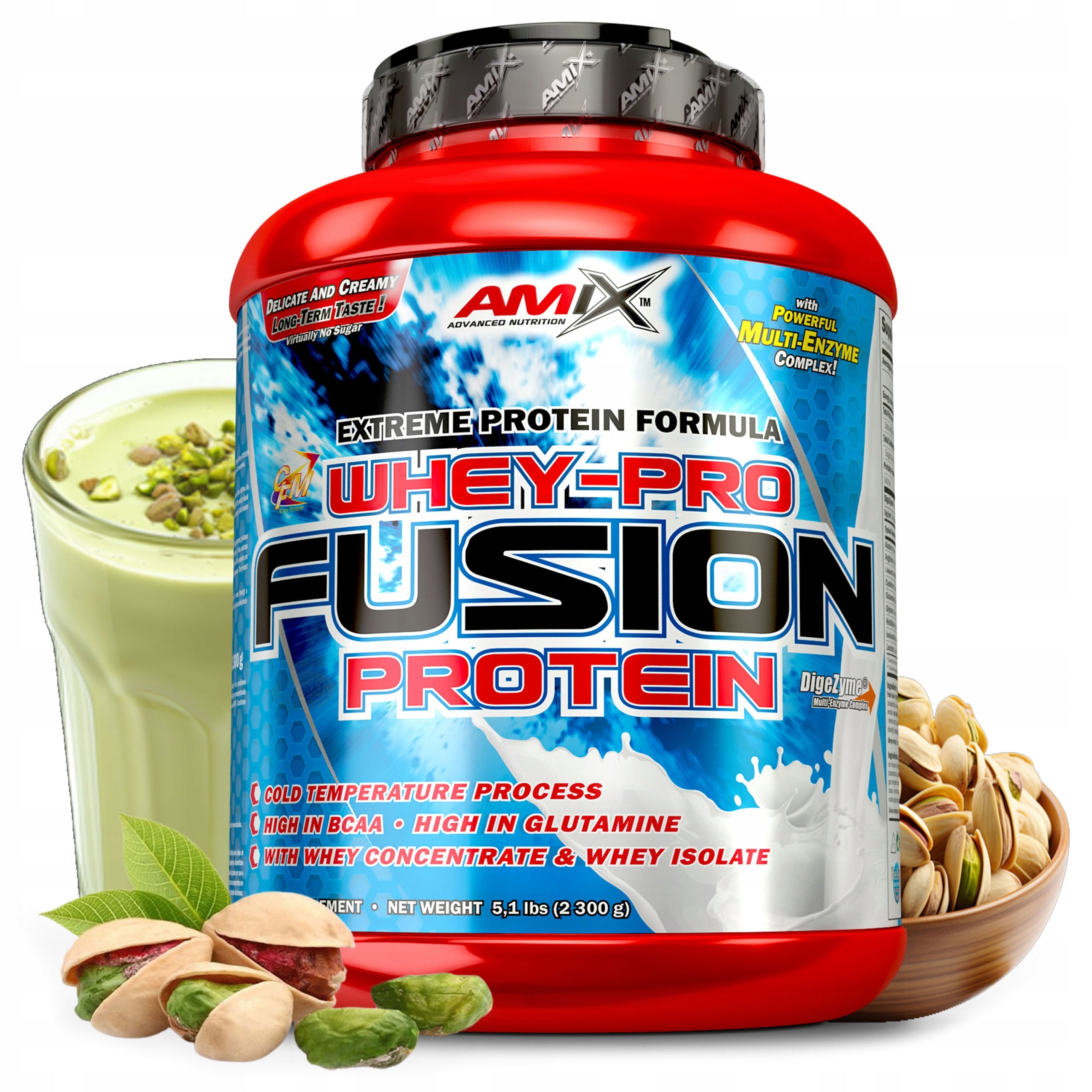 Whey reduction protein supplement WPC isolate 2300g 66 servings pistachio