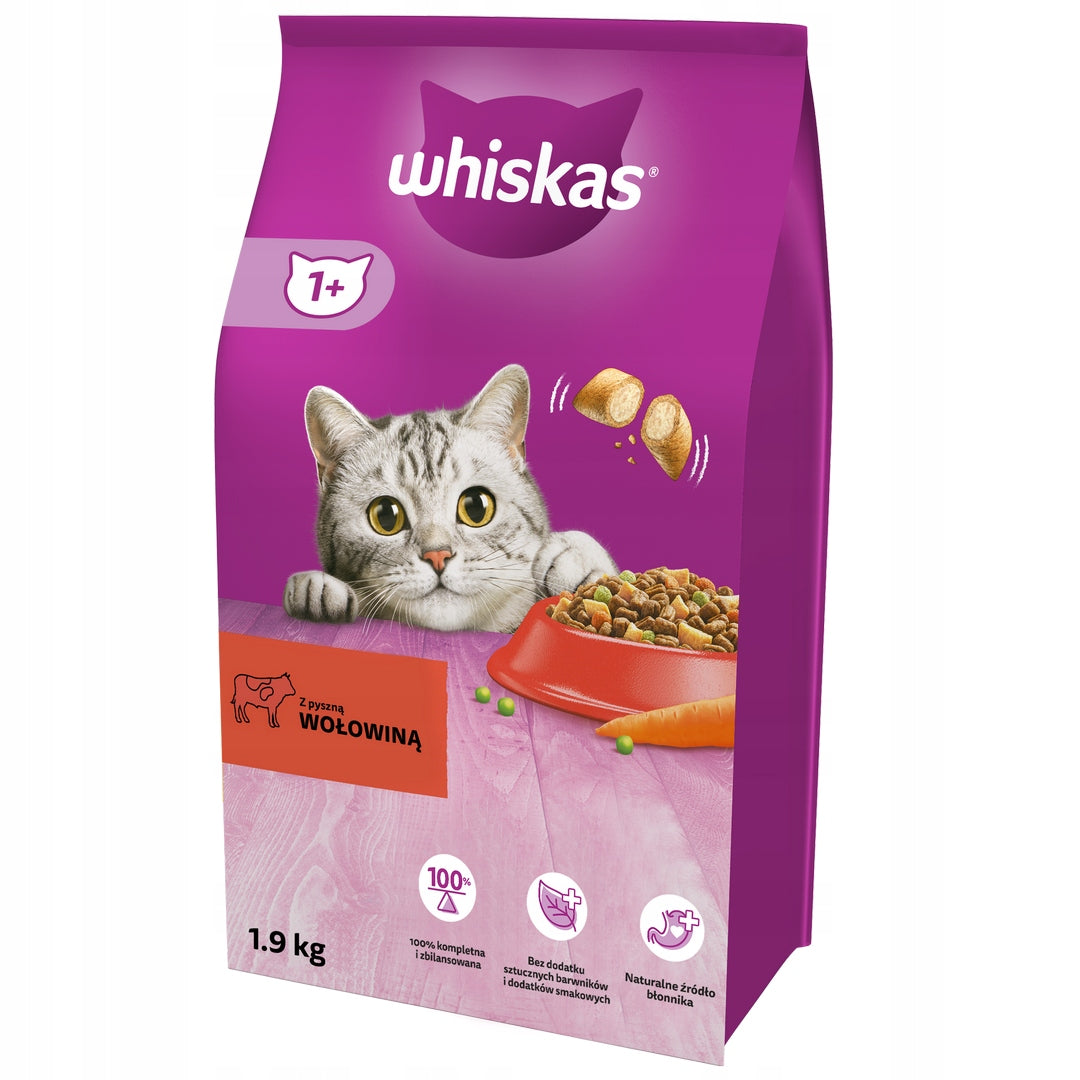 Whiskas 1+ dry cat food with beef 1,9 kg