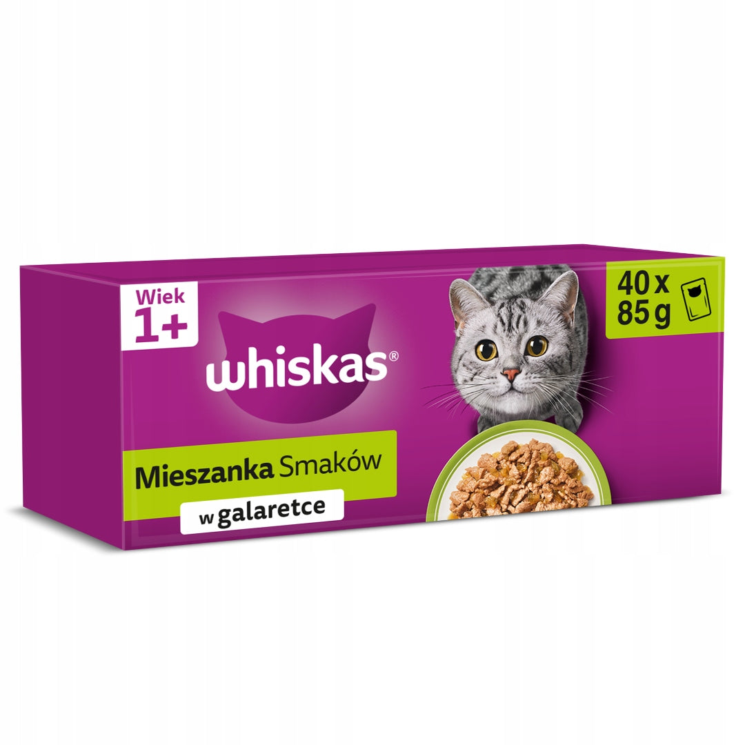 Whiskas Adult Mixture of Flavors 40x85g Wet Cat Food in Jelly