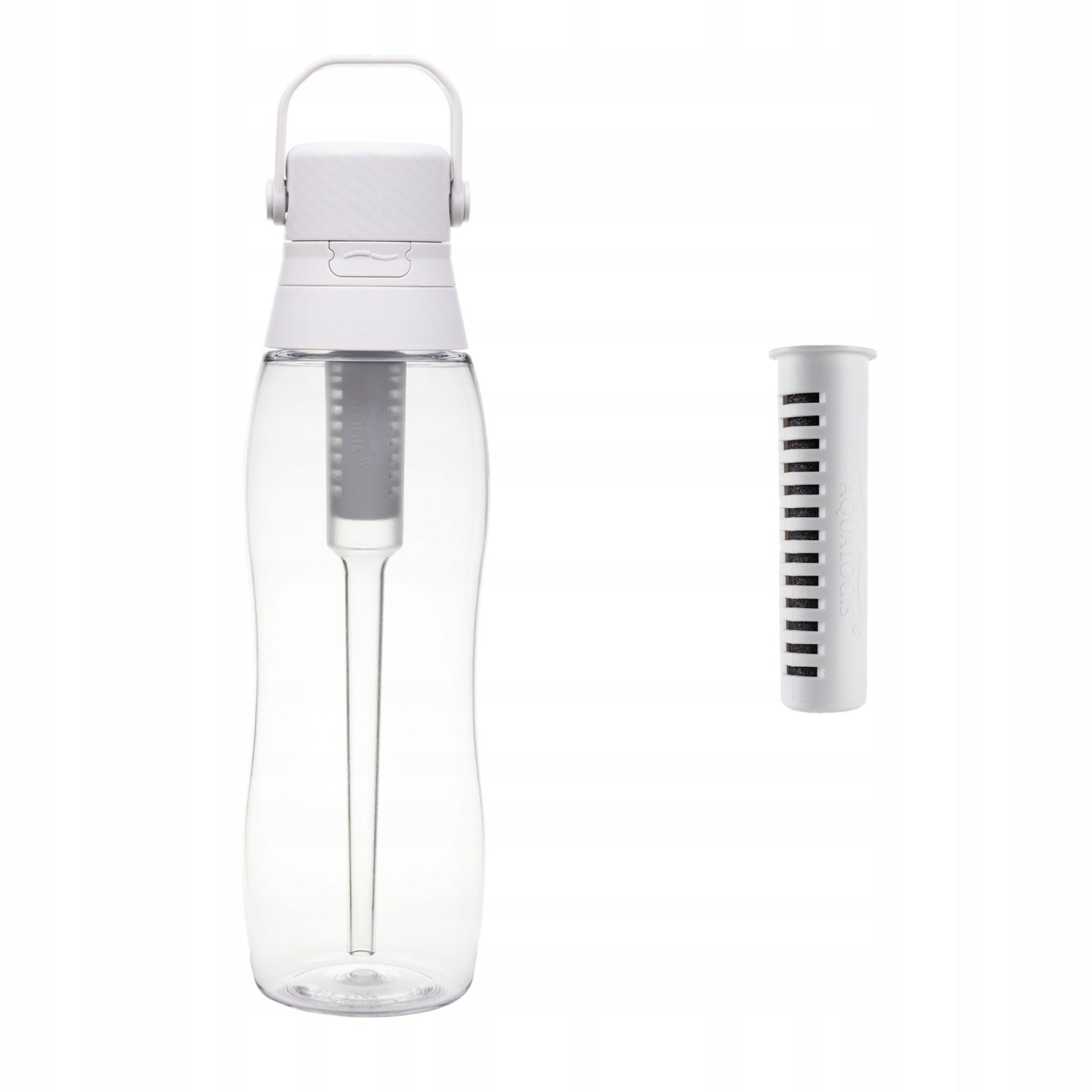 White Aqua&Go Water Filtration Bottle with 750ml Filter Brand Aqualogis
