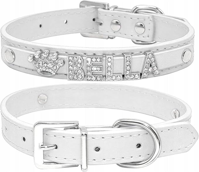 White Cat Collar with Name PERSONALIZED Cat ID