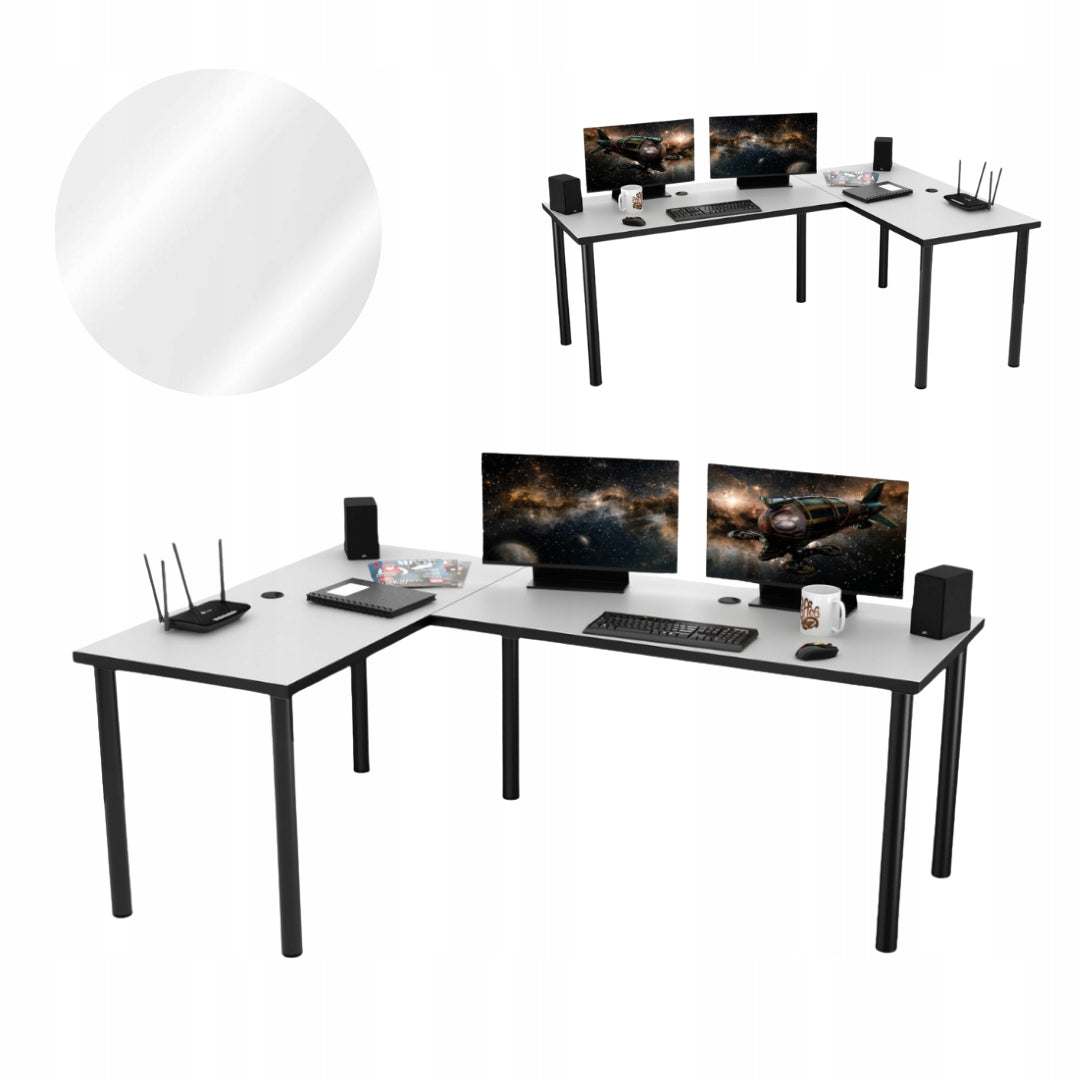 White Corner Office Computer Desk