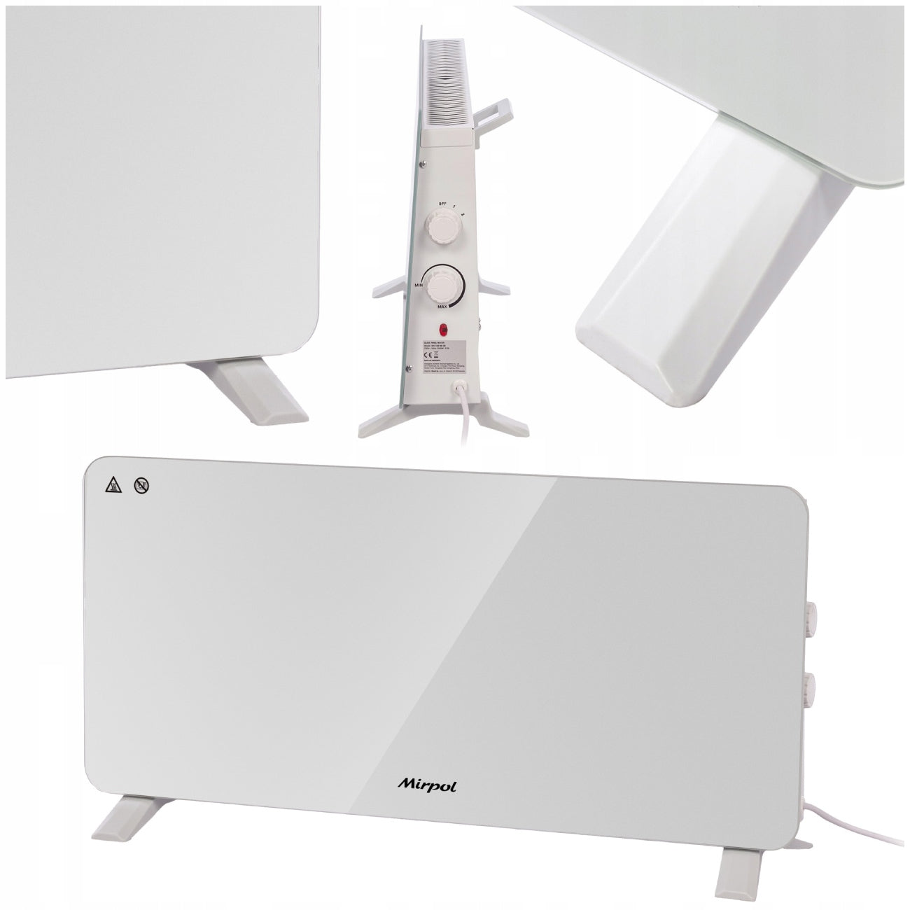 White Electric Heater with Temperature Control Convector Glass Front EAN (GTIN) 5905610250249