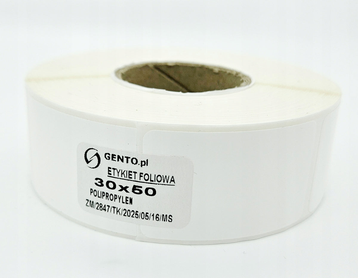 White Foil Labels 30x50 1000pcs Waterproof