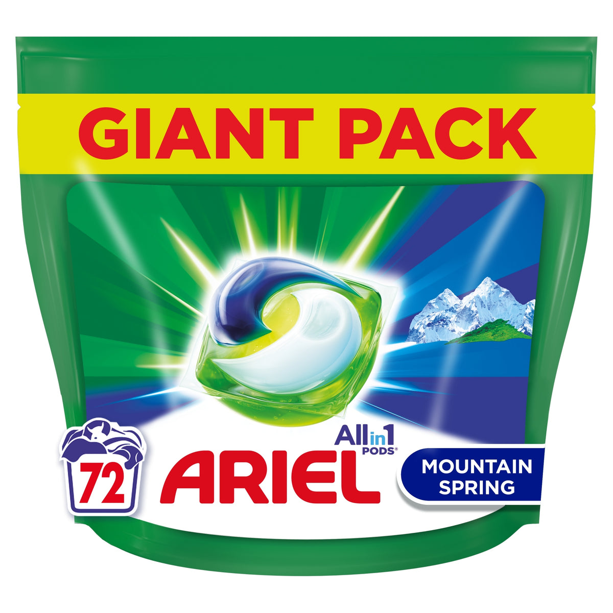 White Light Washing Capsules ARIEL All In One Mountain Spring 72 Pack Brand Ariel