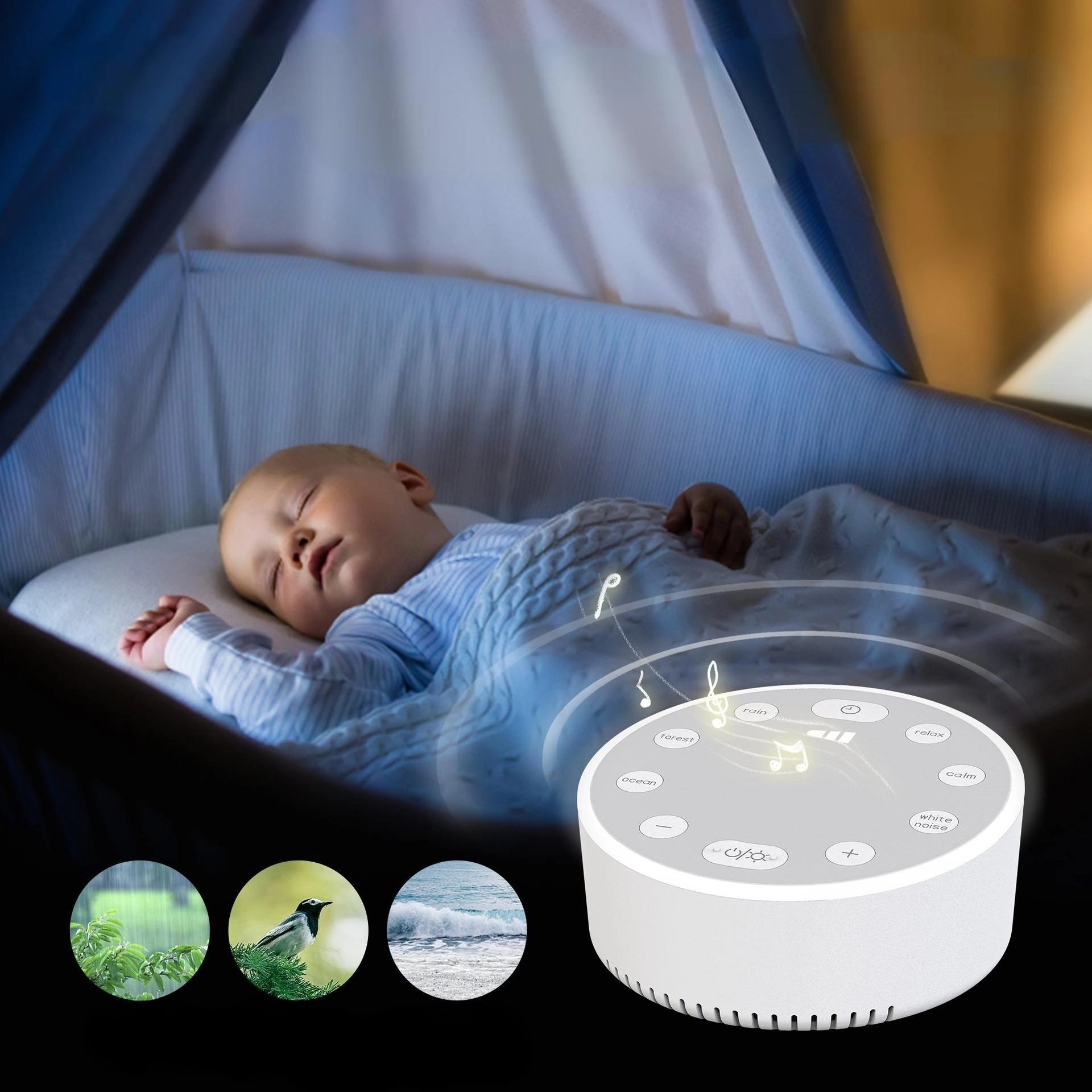 White Noise Sound Sleeping Machine with 6 Soothing Sounds and Night Light Brand no brand
