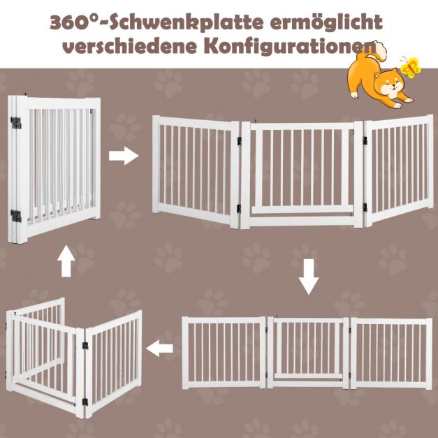 White Pet Barrier with Gate PW10013WH Brand Costway