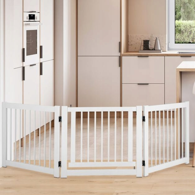 White Pet Barrier with Gate PW10013WH Length 210 cm