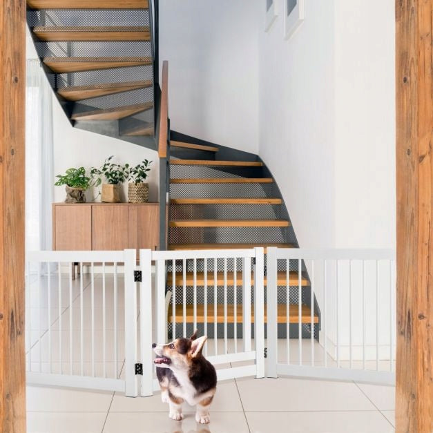 White Pet Barrier with Gate PW10013WH Material of manufacture wood