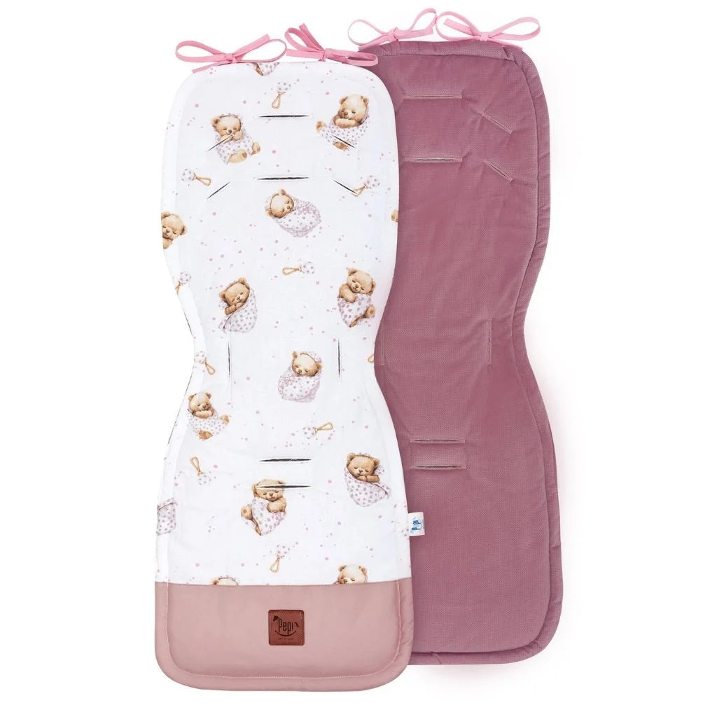 White Sleeping Teddy Bear Stroller Insert with Old Row Velvet