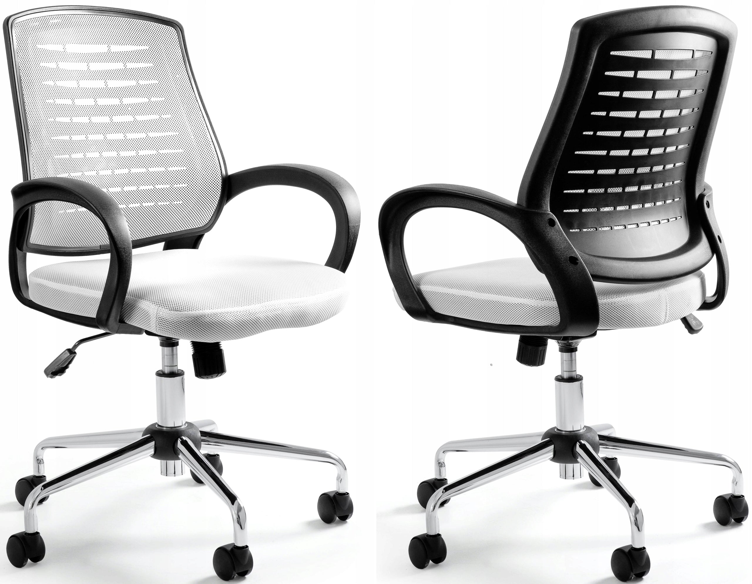 White Swivel Office Chair with Mesh and Fabric Work Chair 130kg Packaging status original