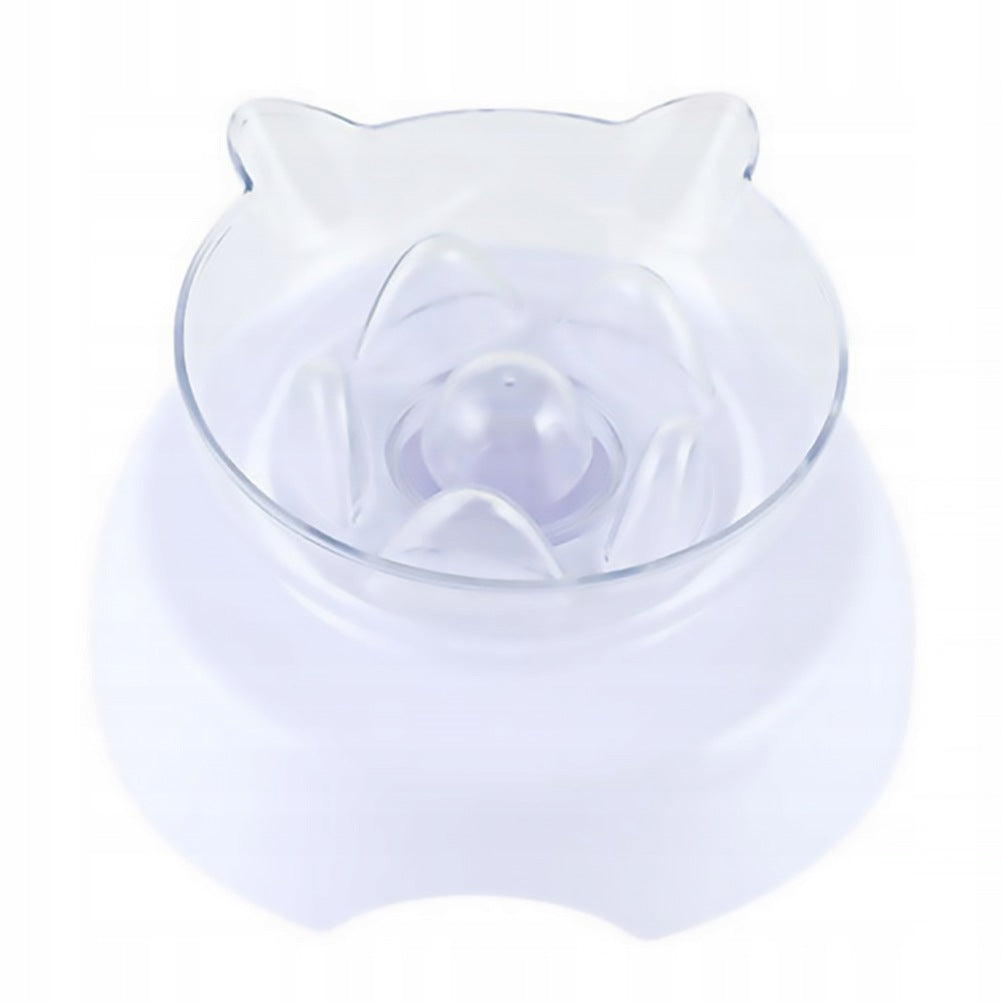 White Tilted Cat Bowl with Neck Protection and Detachable Design