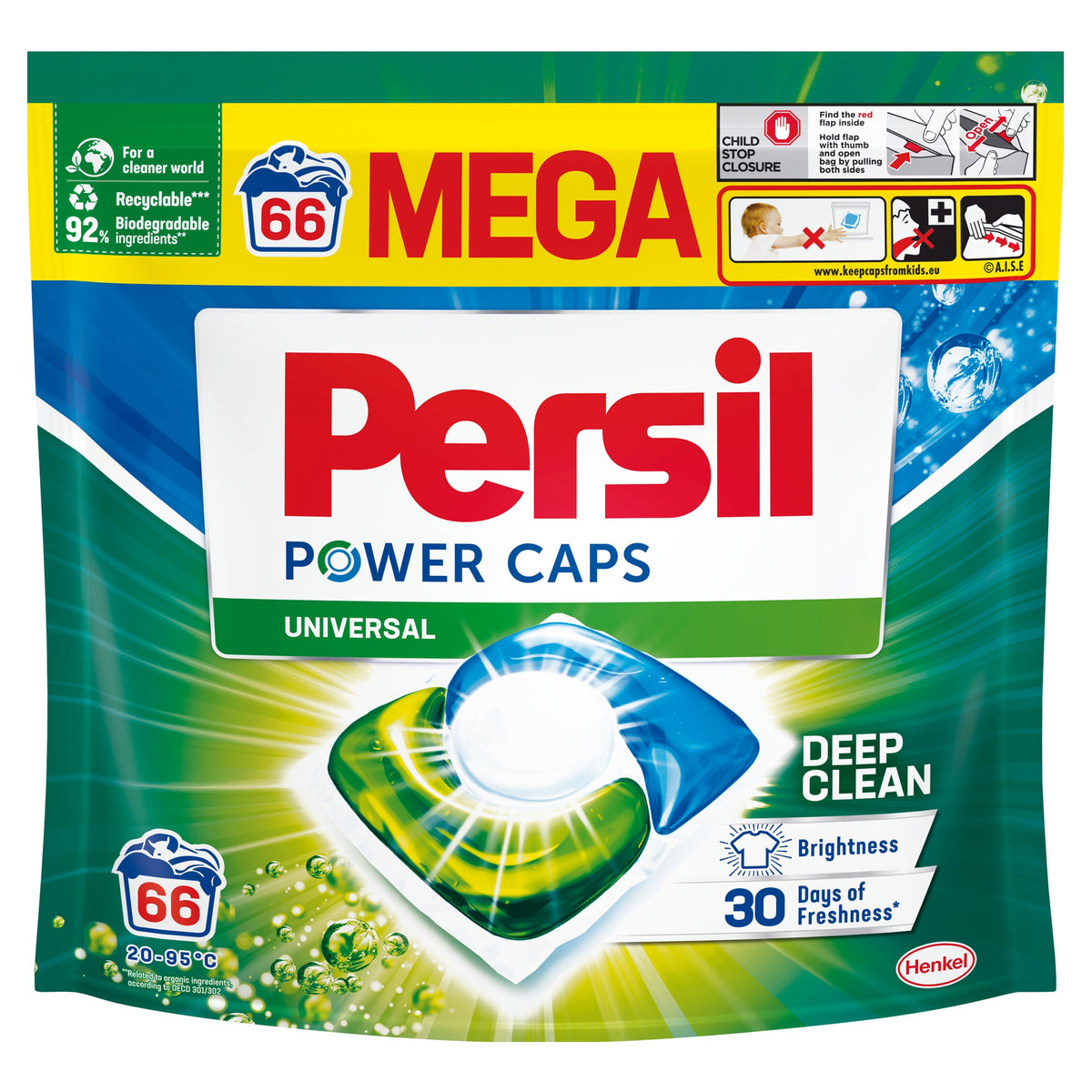 White Washing Capsules Persil Power Caps Universal 66 Pack