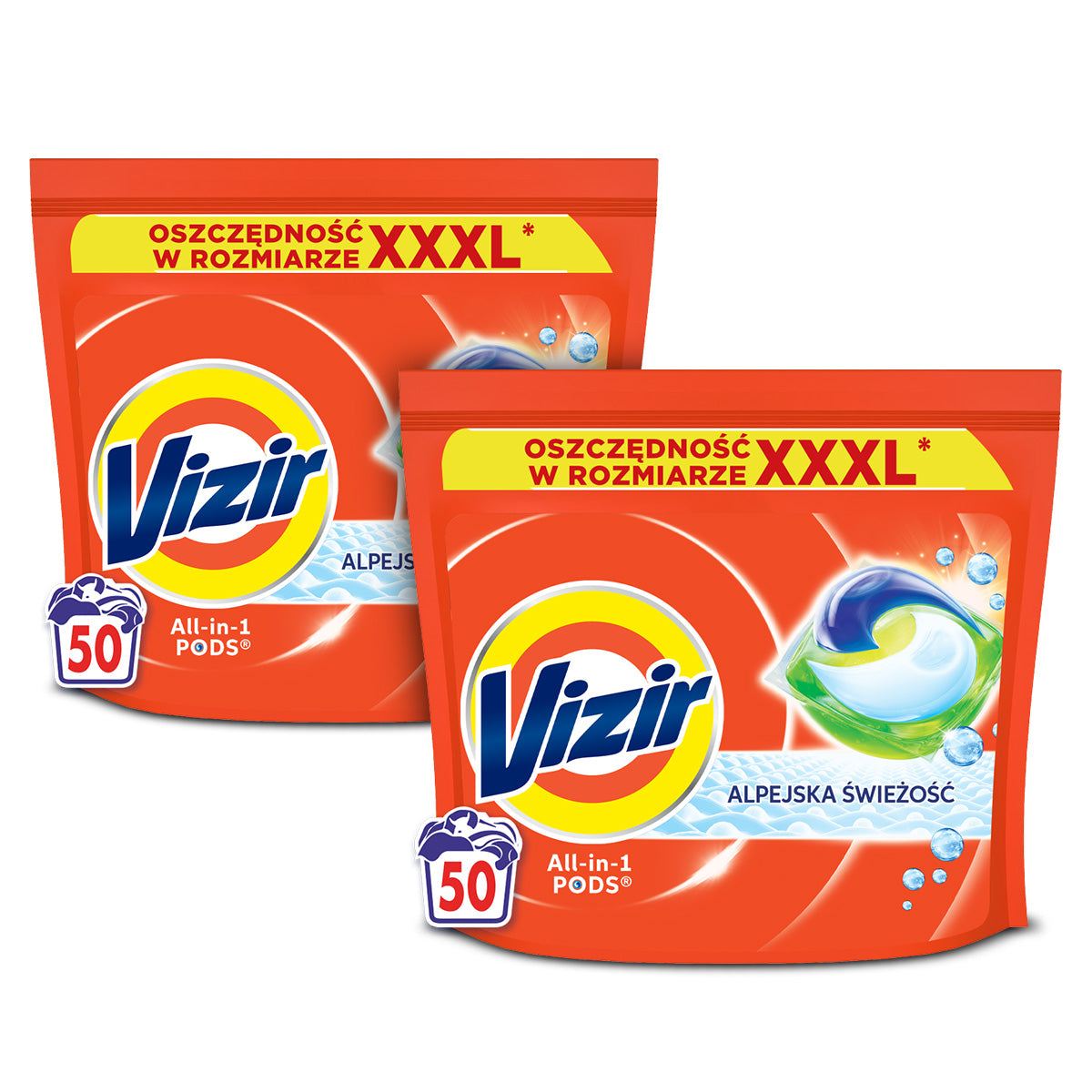 White Washing Capsules VIZIR All In 1 Pods Alpine Freshness 2x50 pcs.