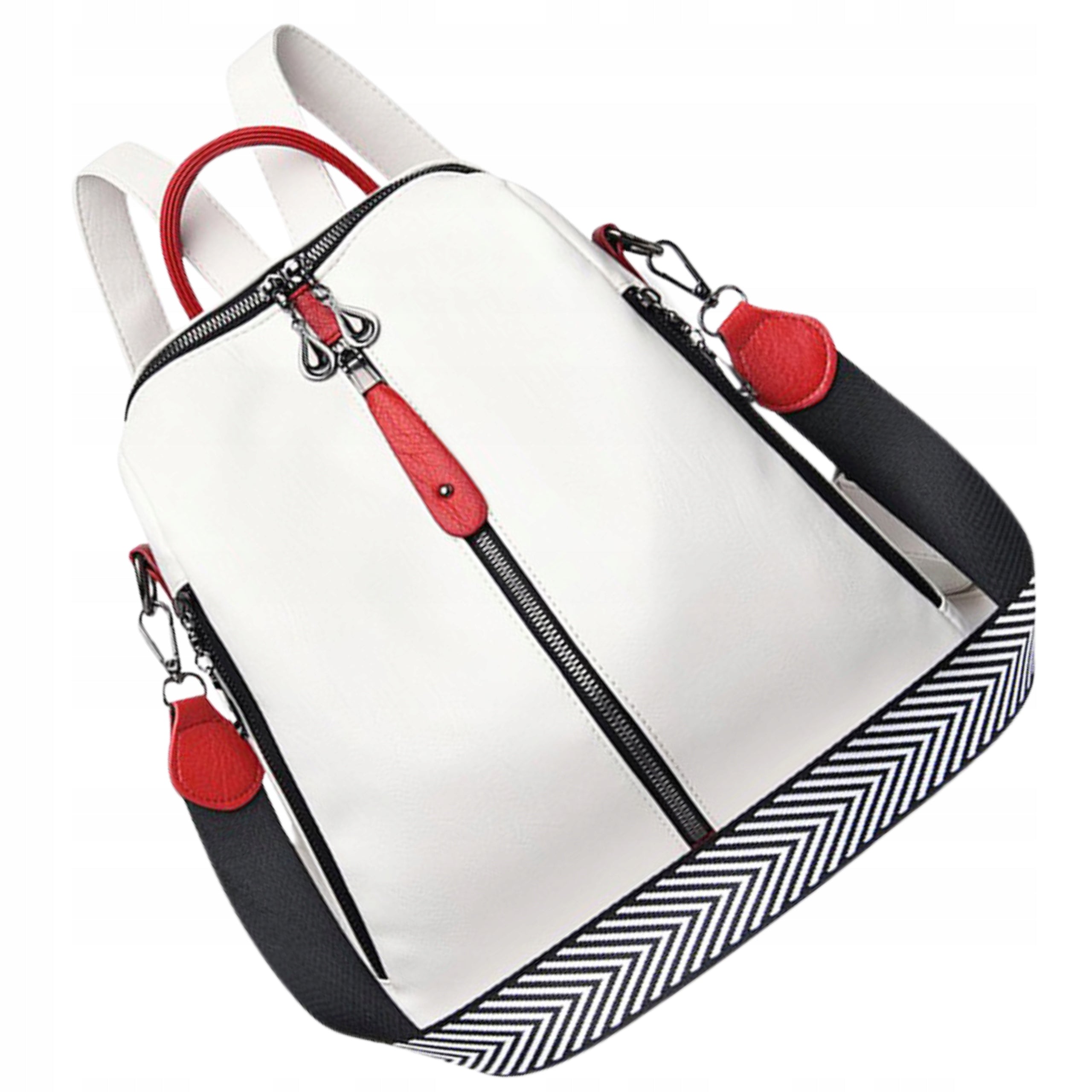 White Waterproof Women's Leather Backpack Spacious 2in1 Schools Work City