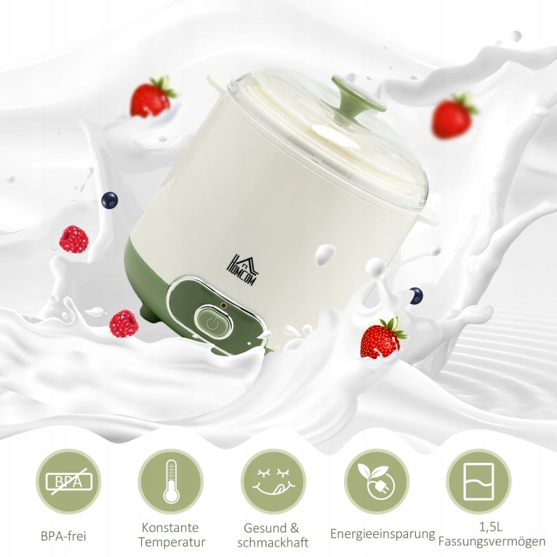 White Yogurt Maker 1.5L 20W With Sieve Lid For 3-5 People 19.5x17.5x21.4 cm Packaging status original