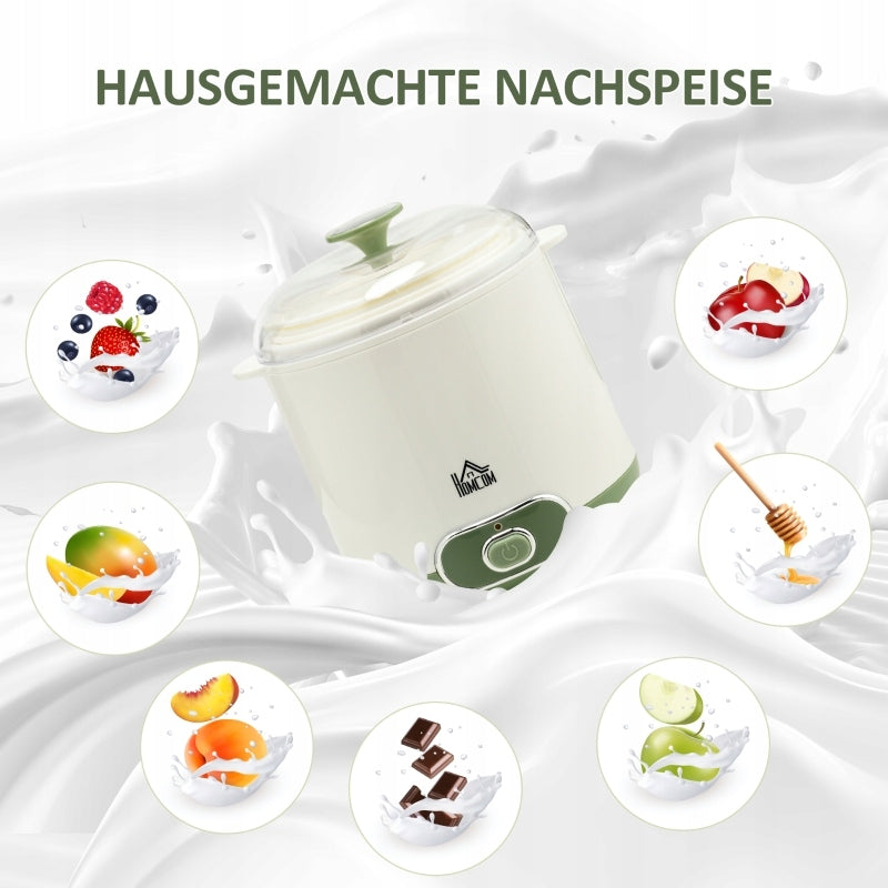 White Yogurt Maker 1.5L 20W With Sieve Lid For 3-5 People 19.5x17.5x21.4 cm
