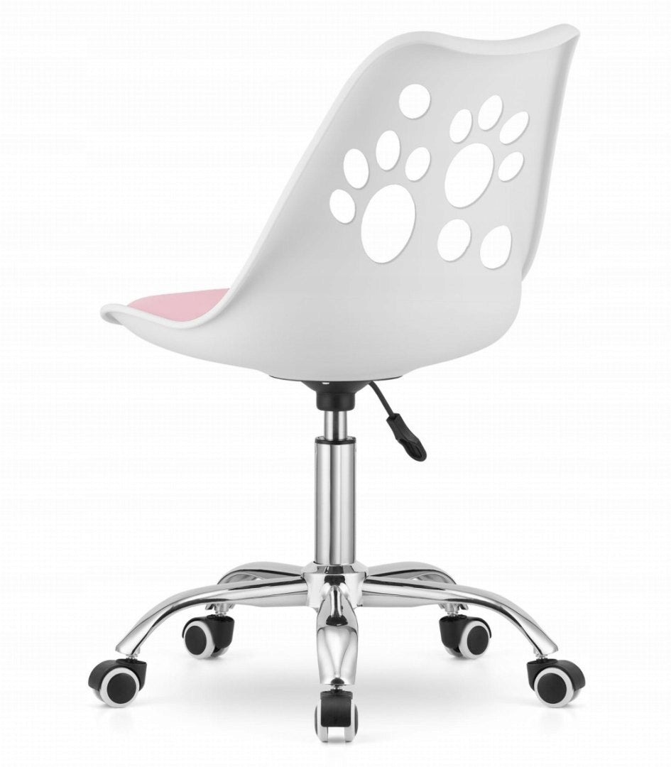 White and Pink Eco Leather Swivel Chair, Chrome Base, Comfortable Manufacturer code 5908141806558