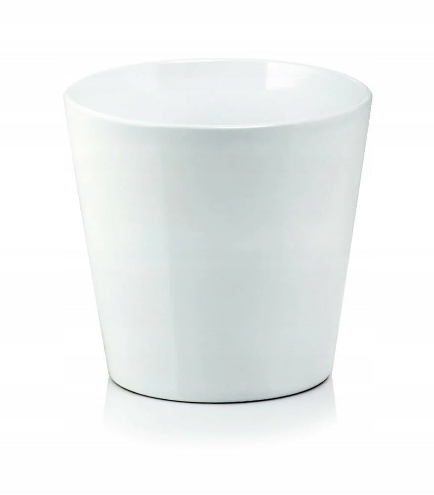 White ceramic flower pot cover, 13.5 cm