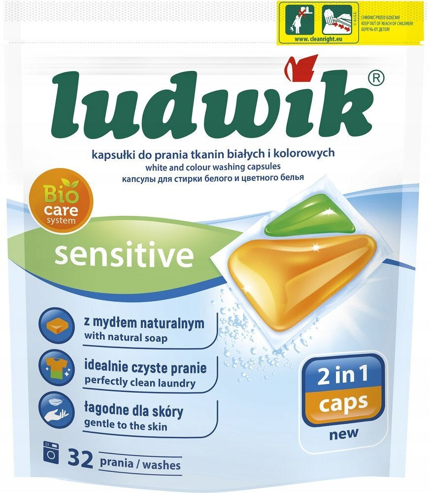 White coloured washing capsules Ludwik 32 x2 Packaging status original