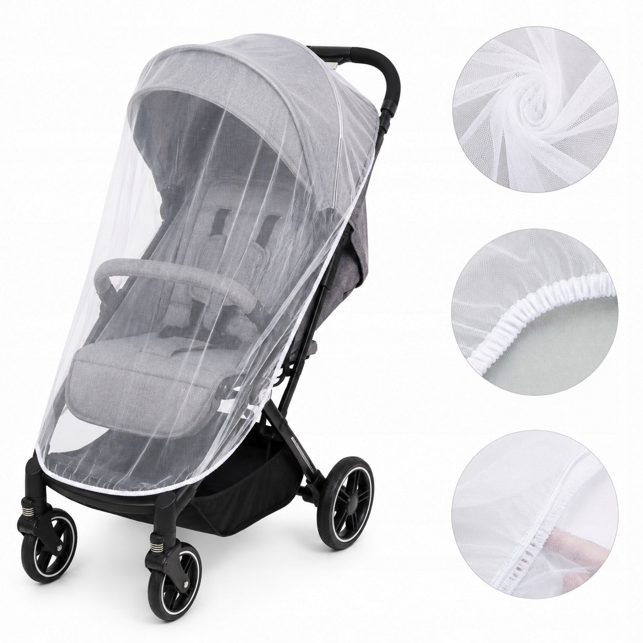 White mosquito net for baby stroller universal Manufacturer code Madalenka