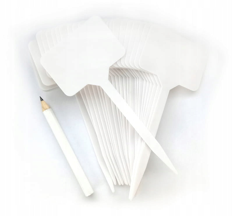 White orchard labels for describing plants 25 pcs. + pencil Color white