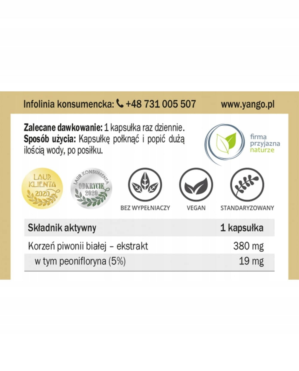 White peony root - 5% peoniflorin - Yango Brand Yango