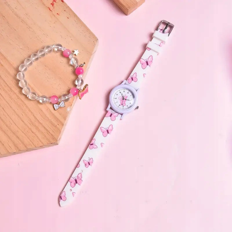 White watch butterfly bracelet for girls gift beautiful watch Brand no brand