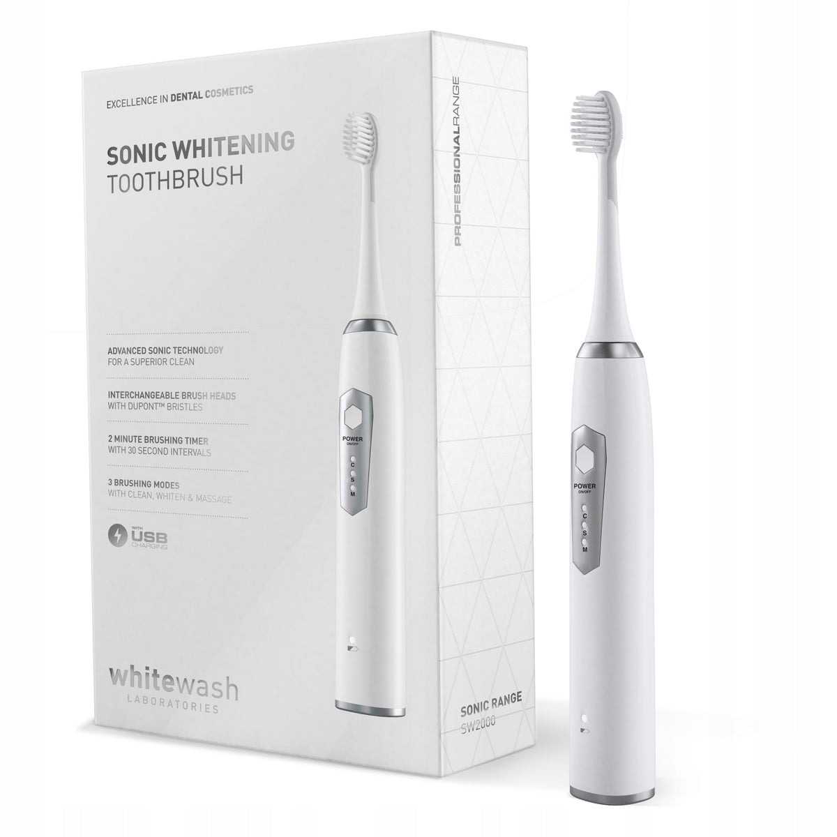 Whitewash SW2000 electric toothbrush sonic white