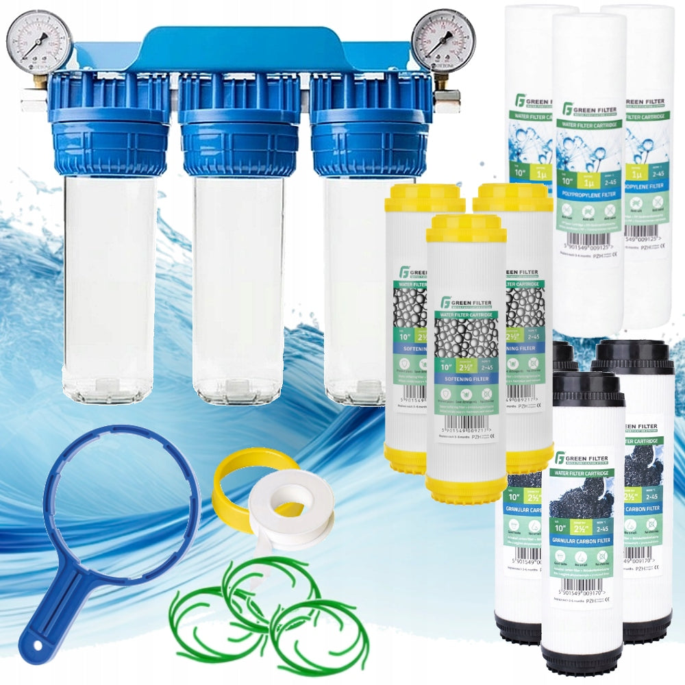 Whole House 3 Degree In-line Kit with 3/4" Pressure Gauges