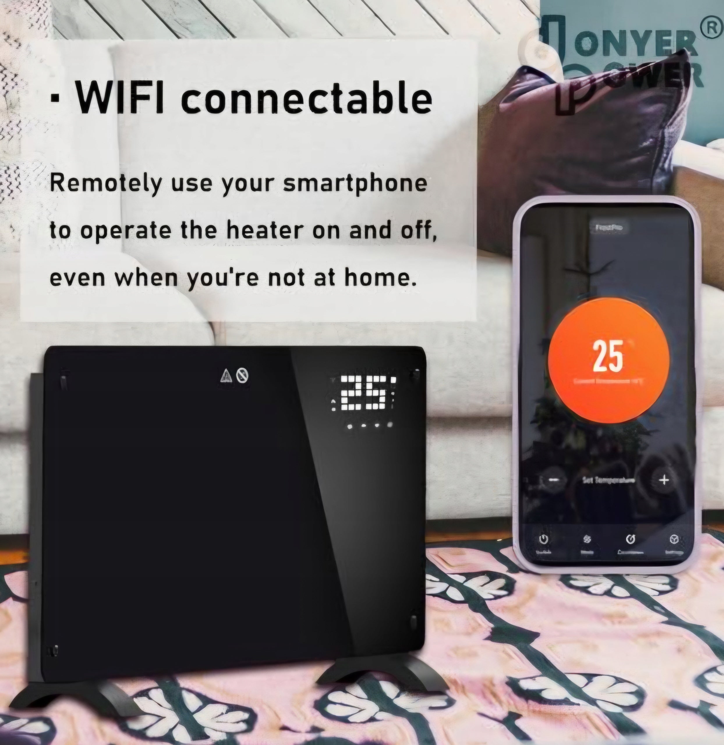 Wi-Fi Convector Heater Electric Glass Touch 1000W LED Thermostat Manufacturer code 5906892121388