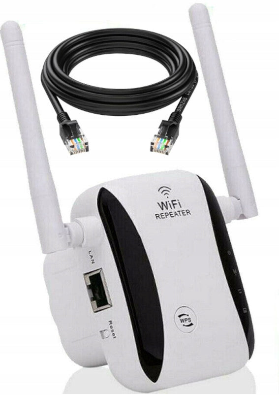 Wi-Fi Signal Amplifier Fast Repeater LAN Socket 2 Antennas