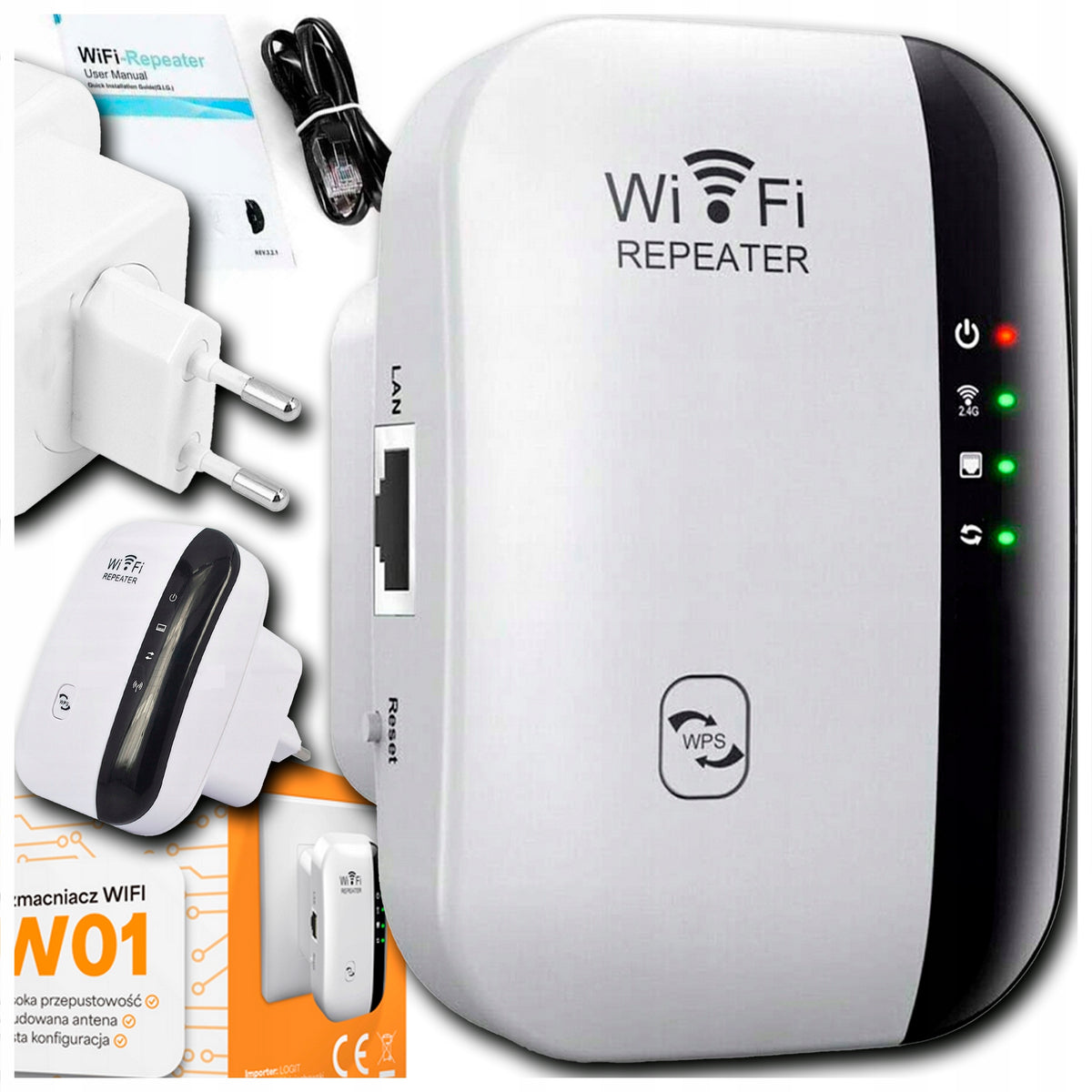 Wi-Fi Signal Amplifier Powerful Repeater Router Access Point 300 Mb/S 2.4GHz EAN (GTIN) 5906700040924