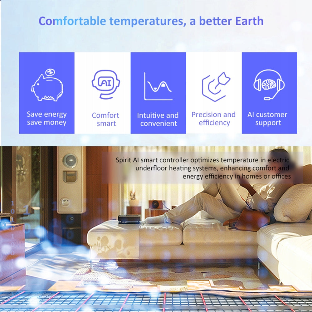 WiFi Fan Thermostat, with Tuya Dominant color black