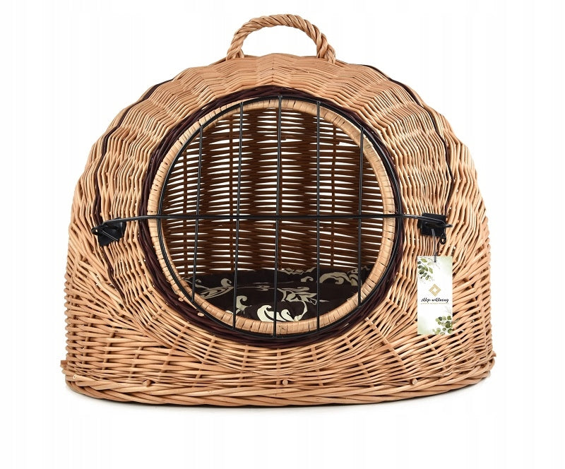 Wicker Transporter for Cat Dog Wicker Booth Bed 49cm + PILLOW