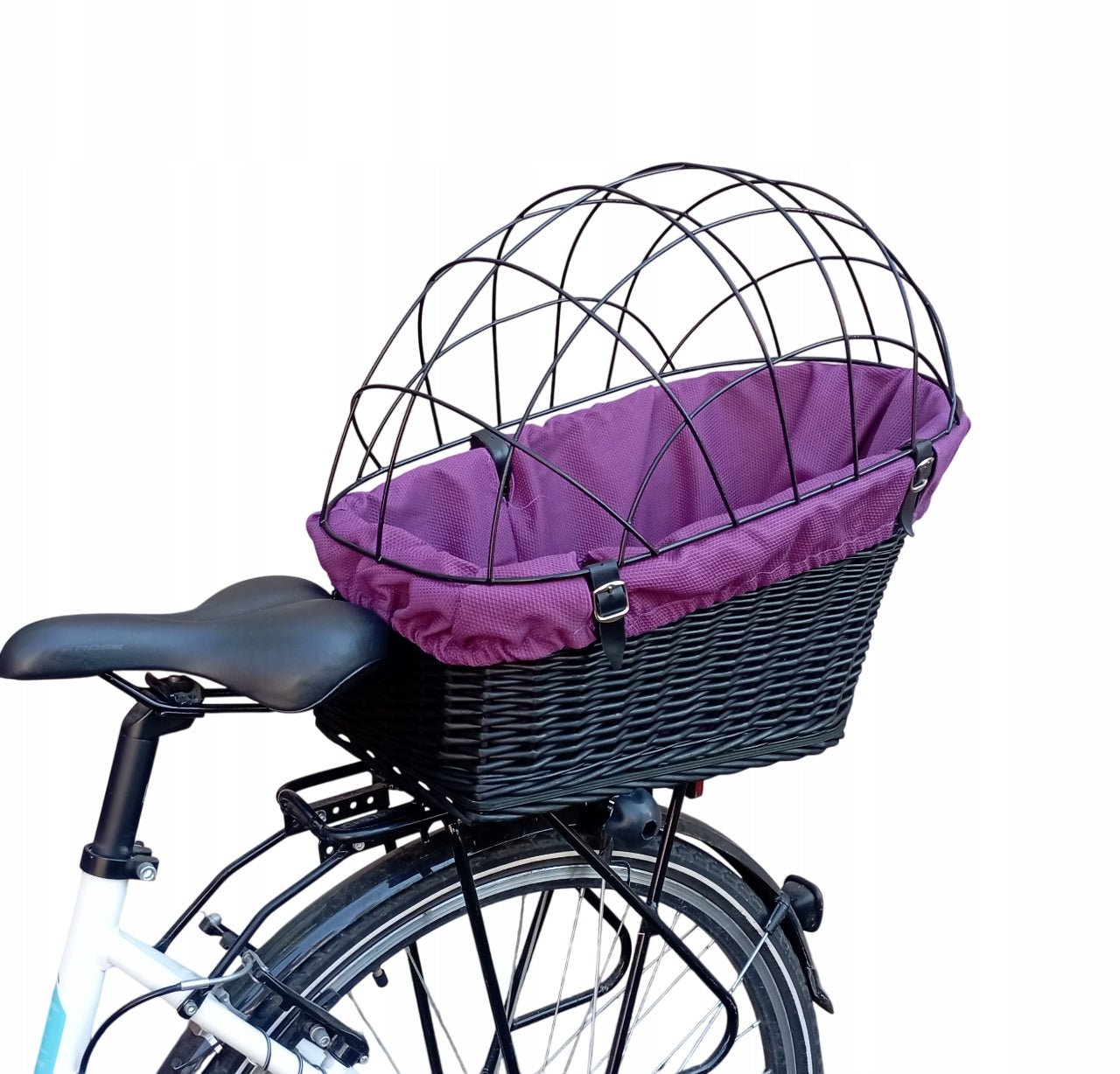 Wicker transporter for bike basket for TRUNK +Cover + Cushion
