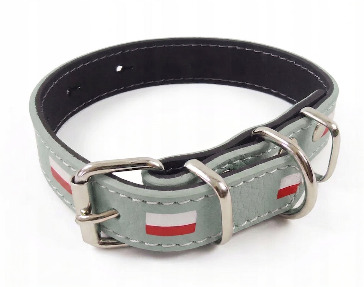 Wide COLLAR for Dog Eco Leather STRIPES 19-30cm S/M Packaging status original