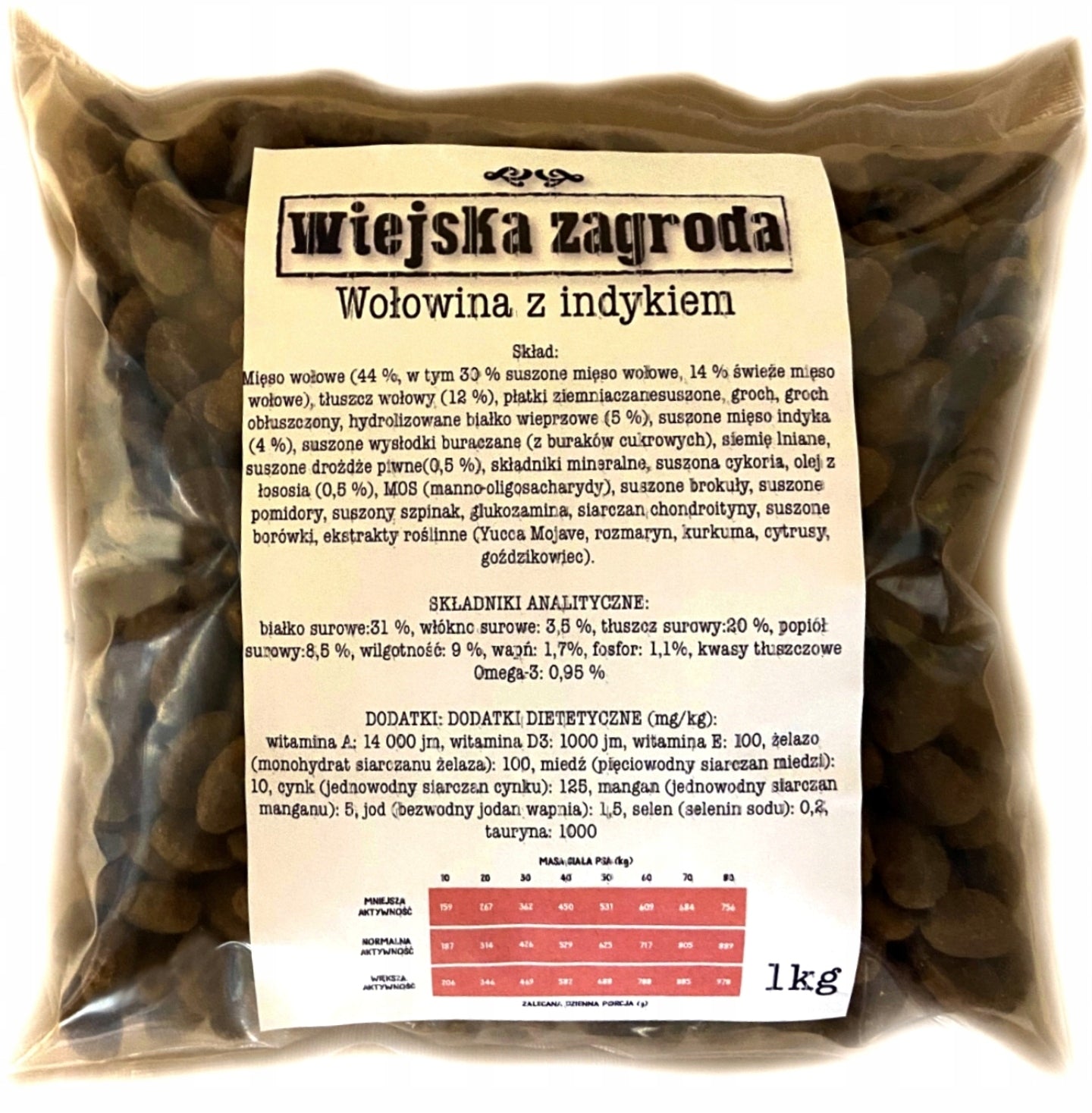Wiejska Zagroda Beef with turkey 3kg +1kg comp Manufacturer code KRM-DOG-1KG-WZG-BIALORYBY