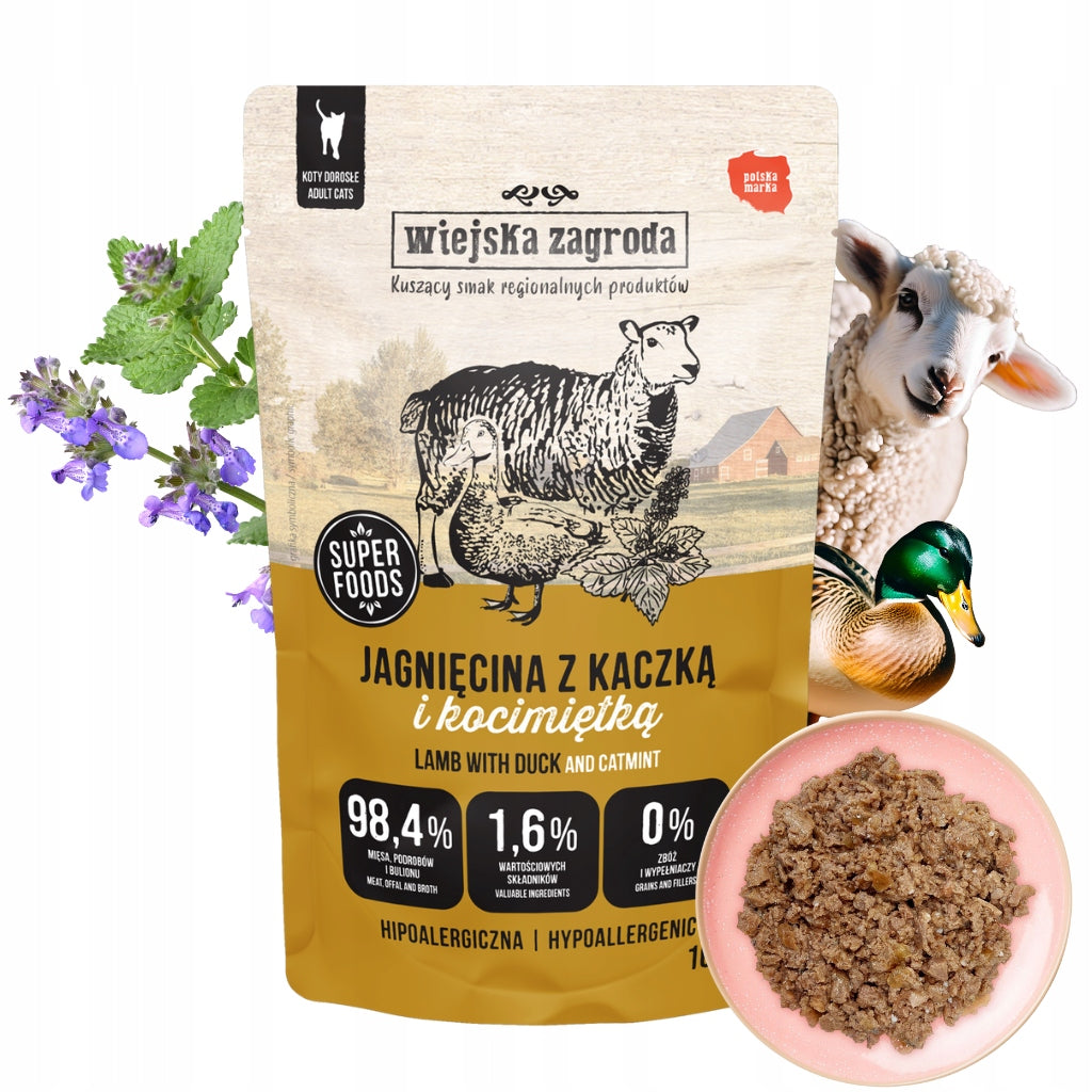 Wiejska Zagroda Cat food Lamb with duck and catnip 12x100g Brand Wiejska Zagroda