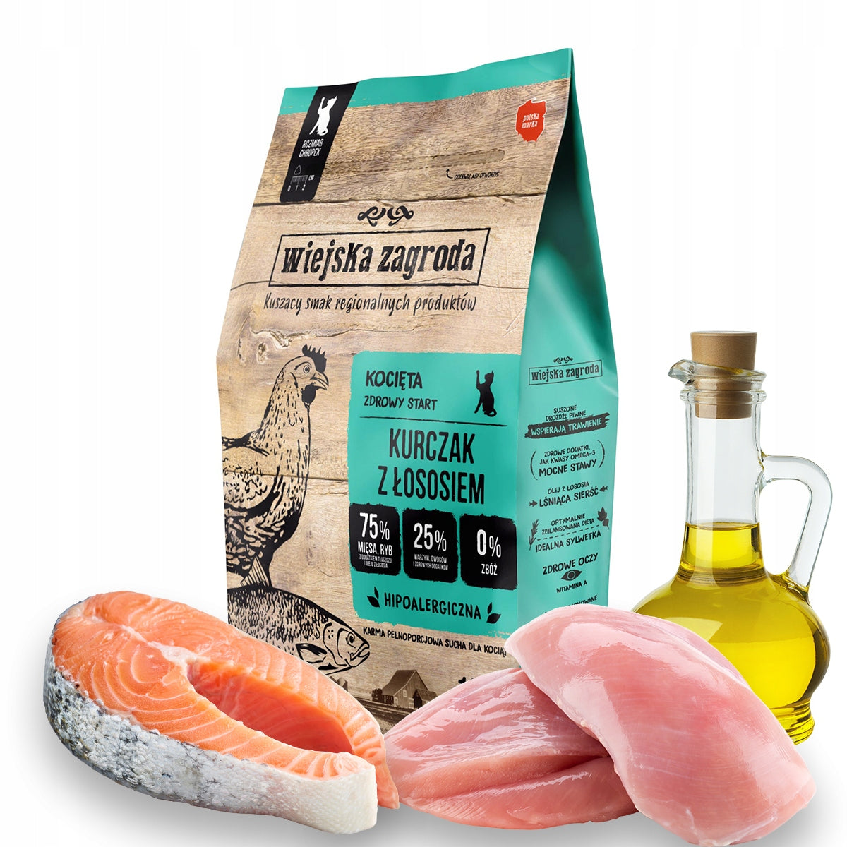 Wiejska Zagroda DRY Chicken with Salmon food 400g / 0,4kg for kittens