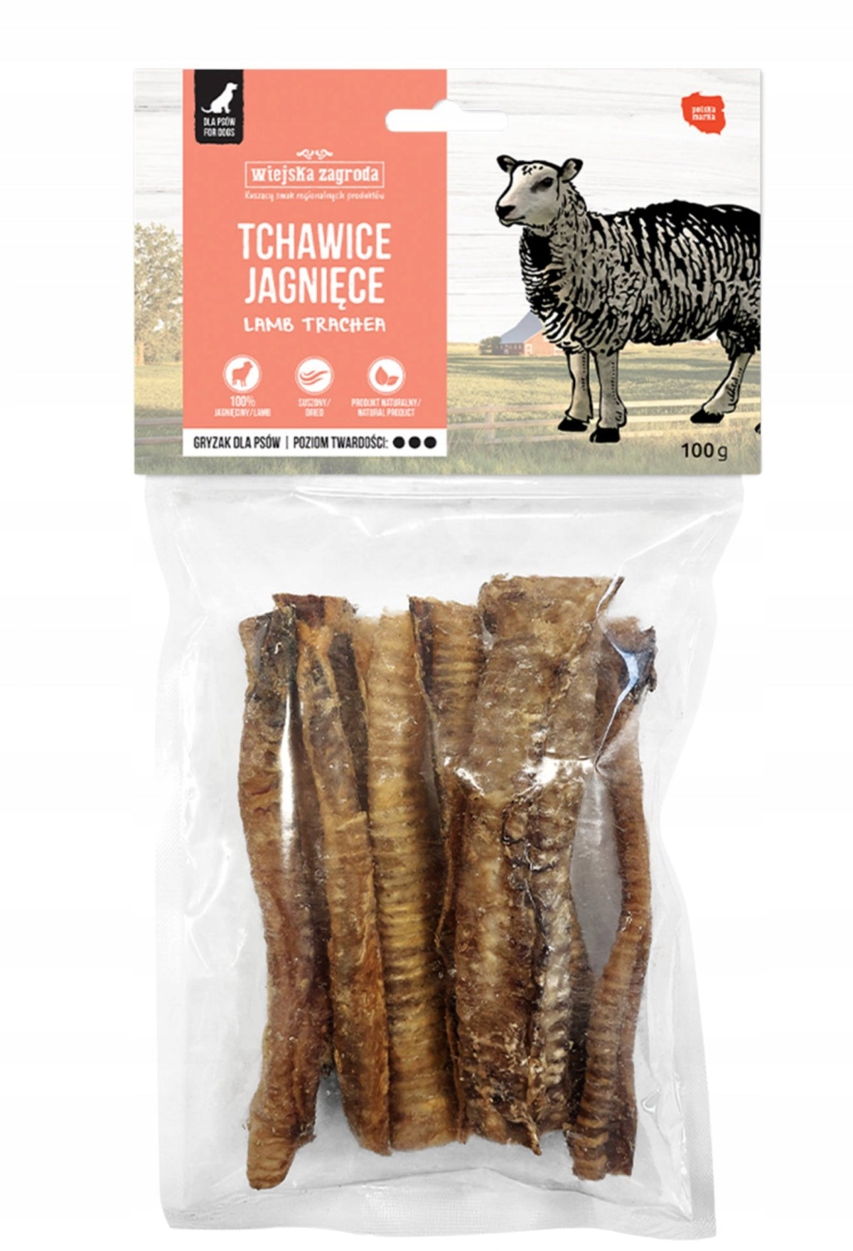 Wiejska Zagroda Dog Teether Dried Lamb Trachea (Adult) 100g